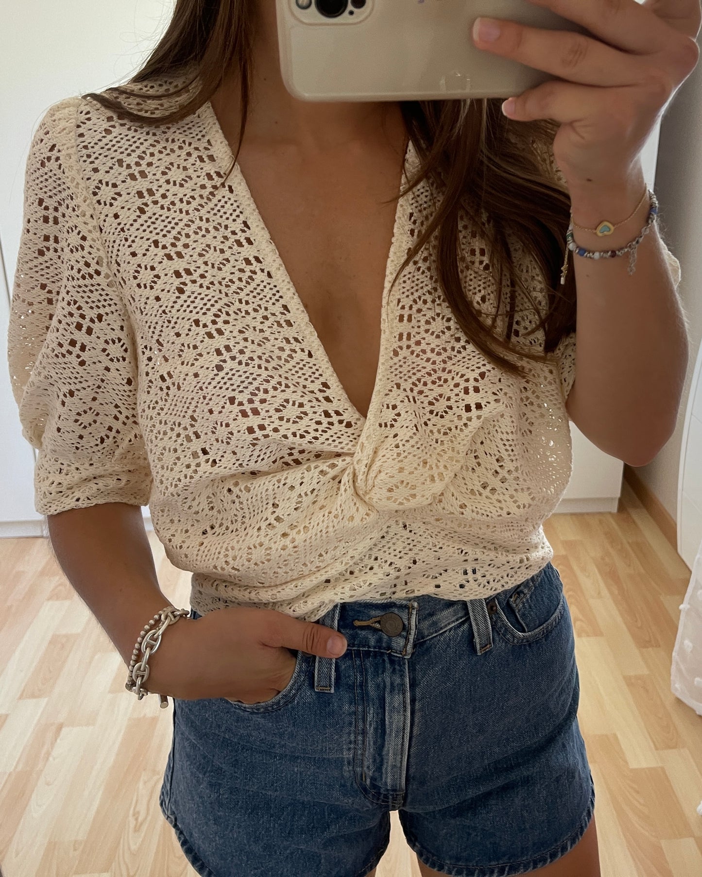 Blouse crochet écru