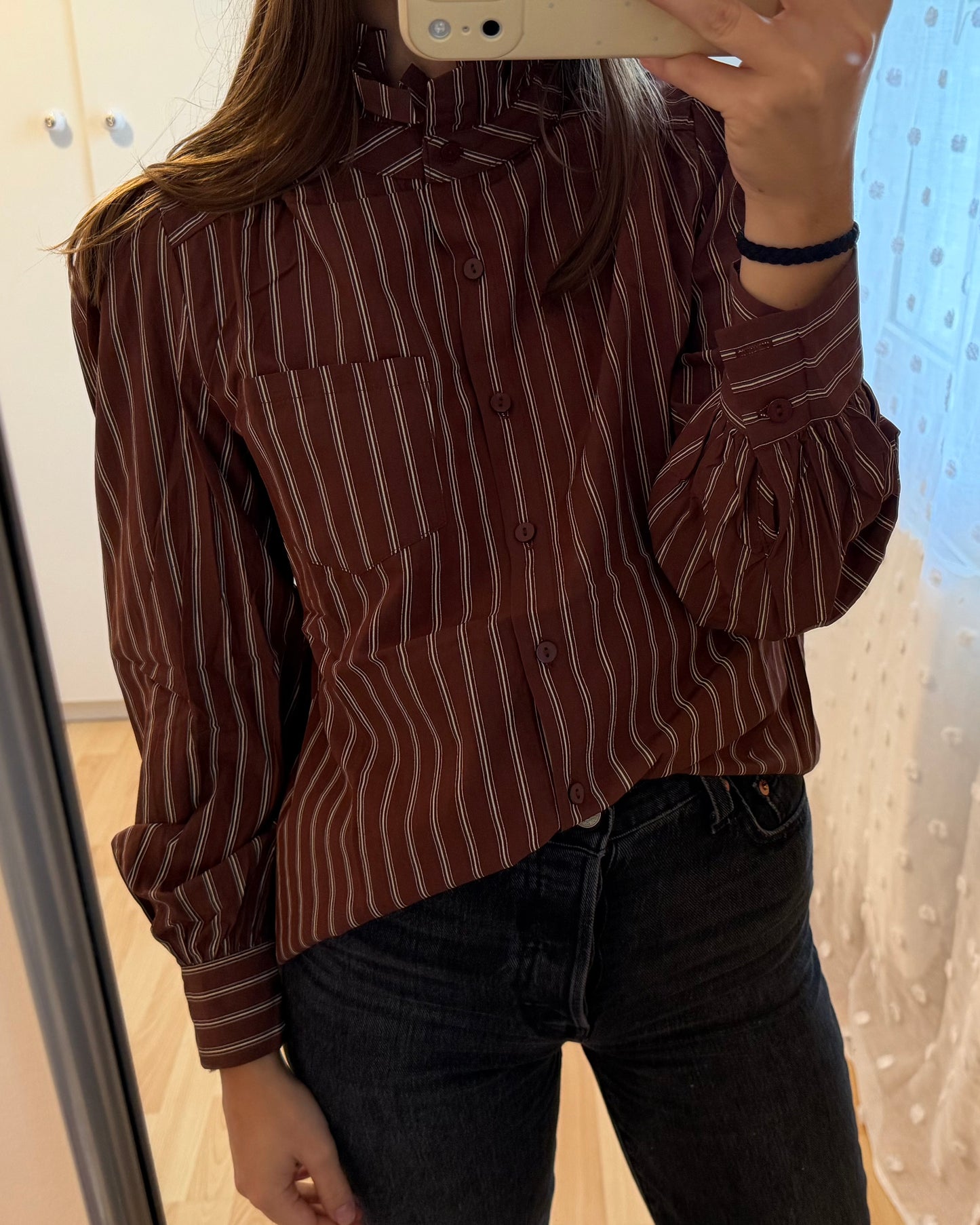 Chemise à rayures marron