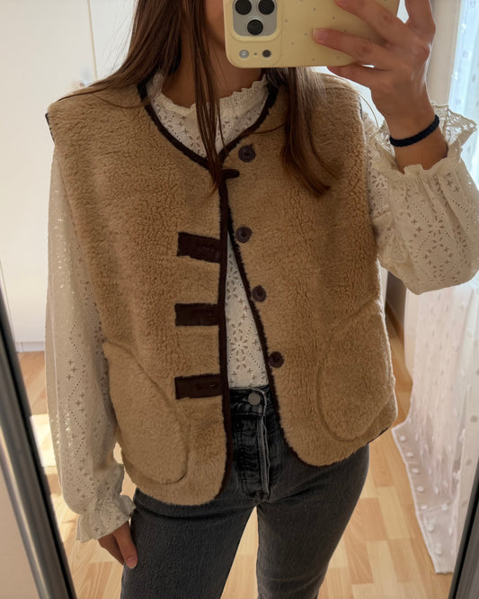 Veste peau lainée chocolat